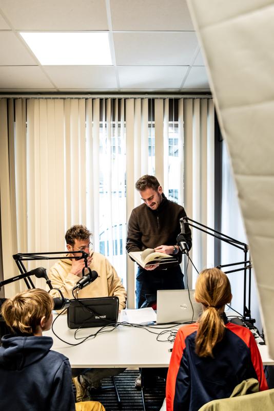 Opname van de Leesjury-podcast in Aalter